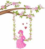 Customscart Tree with Flower Girl Wall Sticker 100 x 90 cm