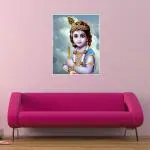 Asmi Collections 60 cm Little Baby Krishna Self Adhesive Wall Painting Self Adhesive Sticker (Pack of 1) | Wall Sticker | waterproof wall sticker
