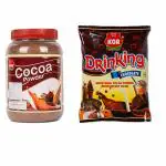 KOR Combo Of Drinking Chocolate Powder (800G) + Natural Cocoa Powder (400G) / Pack Of 2 / Used in Biscuits / Ice Cream / Dairy Drinks and Cakes / Shakes / Smoothies / Frosting Making