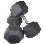 Body Maxx Rubber Hex Dumbbells 40 Kg Pair, Dumbbell Set 40Kg, Coated With Grip Home Gym Fitness (Set Of 2)