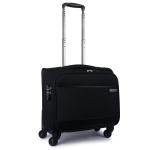 NOVEX Polyester Cabin Luggage Overnighter Laptop Trolley Bag with 4 wheel Laptop Roller Case - Black