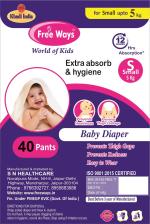 Freeways Khadi India Premium Care Baby Diaper Small Size - S (40Pieces)