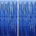 SHANAYA Decorative Metallic Tinsel Foil Fringe Curtain Set (Pack of 2) - 3 x 6 ft