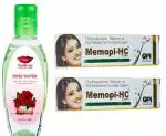 Double Lips MEMOPI HC CREAM 15 GRM PACK OF 2 WITH DOUBLE LIPS FACE & EYE CARE ROSE WATER 100 ML