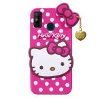 Fastship Silicone soft Hello Kitty with Pendant Case proper fit Back Cove for Tecno Spark Go 2020 - Pink