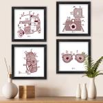 Indigifts Warli Art Poster Frame 6 x 6 inch (Pack of 4)