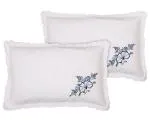 Kuber Industries Embroidery Pattern Breathable & Soft Cotton Pillow Cover For Sofa, Couch, Bed, Set of 2 (White) 54KM4113