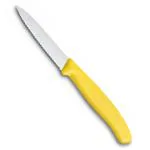 Victorinox, Swiss Classic, Kitchen Knife, Stainless Steel, Vegetable Cutting and Chopping Knife, Serrated Edge, 8 cm, Yellow, Swiss Made