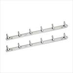 Lapo Virgin Zinc L Shaped Heavy Duty 6 Pin Bathroom Cloth Hooks (Pack of 4)