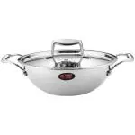 VANSH HOME VH-TP-209 Kadhai 22 cm diameter with Lid 1.5 L capacity (Triply, Induction Bottom)