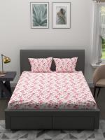 TRIDENT Impression Sage Coral Cotton Soft & Plush King Size Sheet Set with 2 Pillow Covers