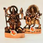 DARIDRA BHANJAN -Durga Statue Goddess Hindu Maa Devi Religious Idol Goddess Kali Maa in Brown | Maa Kali Murti | Durga maa murti | Brown Texture Kali maa for Pooja Ghar, Office. Set Of 2 Durga and Kali Statue .