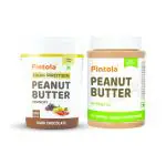 Pintola Combo Of All Natural Peanut Butter (Crunchy) (1kg) & Pintola HIGH Protein Peanut Butter (Dark Chocolate) (Crunchy, 510g)