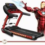 PowerMax Fitness Marvel MT-1M Iron Man Edition 4HP Peak Smart Folding Electric Treadmill With Manual Incline, MP3, Speaker, Exercise Machine - Red