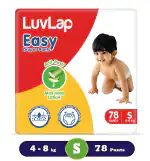 LuvLap Easy Pant Style Baby Diapers, Small (S), 78 Count, For babies of Upto 4-8Kg with Aloe Vera Lotion for rash protection, with upto 12hr protection, Diapers