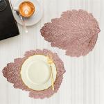 Kuber Industries Side Table Mats | Table Mat For Bedroom | Bed-Side Table Mat | Center Table Mat | Table Dining Mat | Table Runner Mat | Patta Shape | 2 Piece Set | Copper