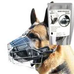 WiggleBoo Dog Iron Muzzle Cum Mouth Cover || Comfortable & Secure Muzzle for Safe Outdoor Adventures || Breathable & Adjustable Design for Dogs (Extra Large)