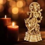 ARTVARKO Handmade Brass Lord Cow Krishna Idol - 14 inch