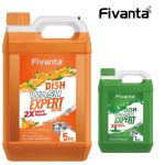 Fivanta Long-Lasting Refreshing For All Utensils Dishwashing Liquid Gel 6L (Neem 1L + Orange 5L)