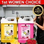 Bliss & Blush Dish wash Liquids Yellow 5Liter & Pink 5Liter Combo Pack | The Power Of Lemons or Rose | Leaves No Residue