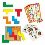 Smartokids 3 in 1 Multicolor Wood, Paper, Cardboard, Acrylic Games and Puzzles for 4 To 12 Years Boys and Girls