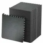 Chekido 4 pcs 1Inch/25mm Gym Floor mat for Heavy Workouts, Puzzle Exercise mat with eva Foam Interlocking Tiles,Protective Rubber Floor Home Gym Equipment mat (4, Black)