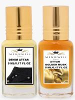 Menjewell Combo Pack of 2PCs Attar(Denim 5Ml,Golden Musk 5ML) 10ML Attar Perfume (Floral)