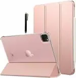 ProElite Smart Case Cover for Apple iPad Pro 12.9 inch 2021 5th Gen [Auto Sleep/Wake ], Translucent & Hard Back with Stylus Pen, Rose Gold