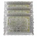 MADHULI Decorative Silver Rectangle Plastic Multipurpose Serving Tray 33.5 x 25.5 x 3 cm (Pack of 3)