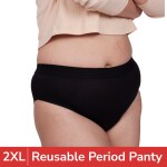 Be Me Period Panties For Women| Strong Leak Protection Reusable Mid Brief| Durable Design Underwear Holds More Than 3 XL Pads (Black, 2XL)