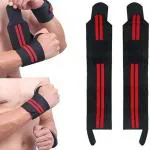 Shopeleven Wrist Band for Men Gym, Wrist Supporter for Gym Wrist wrap/Straps, Gym Accessories for Men for Hand Grip and Wrist Support for Workout (Black)