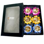 Prisha India Craft Diya for Puja, Lotus Brass Diyas Oil Lamp Pooja, Gift Idea (Set of 6)