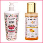 Caret Organic Total Moisture Lotion AND Vitamin C Resberry & Papaya Face Wash (300ml)- Pack of 2