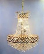 SHRI MAHAL ANTIQUES Round Crystal 20 Watts LED Chandelier Golden Pyramid