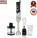 Inalsa Robot Inox 1000 with Chopper DC Motor 1000 w Hand Blender (Silver, Black)