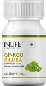 Inlife Ginkgo Supplement 120 mg for Healthy Brain Function - 60 Veg Capsules (60 Capsules)