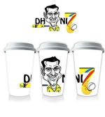 AKP SUBLIMATION Dhoni No 7 Theme Multicolor Ceramic Tumbler with White Lid 350 ml