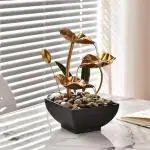 VAGHASIYA ENTERPRISE Metal Tabletop Water Fountain, Home Decor Ornaments with Waterfall Desktop Leaf Fountains, Deep Basin & Natural River Rocks Indoor Zen Relaxation for Office, Living Room, Bedroom Decor for Gift[1 pcs]
