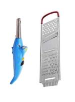 First Front Dolphine Shape Electric Gas Lighter With Stainless Steel Red Chipser and Multicolour, Pack of 2