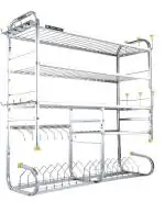OSE 5 Shelf Wall Mount Kitchen Dish Rack | Plate Cutlery Stand | Kitchen Utensil Rack (30 X 32) INCH (G- Shape)(Stainless Steel, Hanging Shelves)