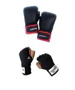 Prospo Boxing Gloves 10oz, with handwrap Kickboxing Bag Work, Training Gloves, Muay Thai Style Punching Bag, Fight Gloves Men & Women oz with handwrap (Unisex) (10oz Glove and Handwrap, Black)