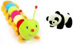 Kashish Trading Company Combo Caterpillar (50 Cm) & Panda ( 30 Cm ) - 12 inch (Multicolor)