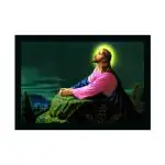 Dharvika Innovations Design 6 Synthetic Lord Jesus Christ Photo With Frame, 14 X 20 Inch