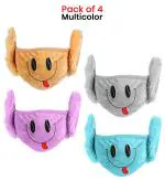 ZURU BUNCH 2 in 1 Mask Earmuffs for Covering Face/Mouth and Ears, Girls and Boys Reusable Fashion Multi Designer Warm Soft Mask & Earmuffs Beautiful Design Ear Covers (Pack of 4, Multicolor)