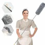 MOBONE Microfiber Duster for Cleaning 100 inches with Bendable Head Ceiling Fans, Cars Wet and Dry Duster (Grey)