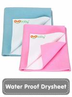 OYO BABY Quick Dry Waterproof Baby Bed Protector Pack of 2 Dry Sheet (Small 70 x 50 cm) Sea Blue & Pink