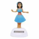 VOILA Solar Powered Dancing Hula Girl Swinging Bobble Doll Gift Car Home_Blue