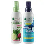 Bliss of Earth Pure 100ML Witch Hazel Astringent Spray + 100ML Cucumber Rose Skin Mist Toner For Face Refreshing & Clarifying, Pore Minimizing & Soothing