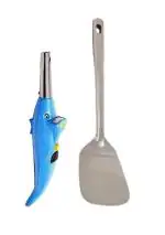 First Front Dolphine Shape Electric Gas Lighter With Stainless Steel Palta Spoons and Multicolour, Pack of 2