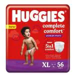 Huggies Complete Comfort Wonder Pants Extra Large (12-17kg) Size, 56 count Baby Diaper Pants, with 5 in 1 Comfort